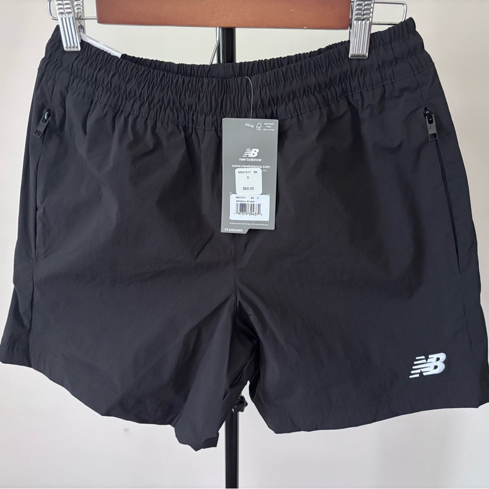 New Balance Black Zip-Pocket Athletic Shorts